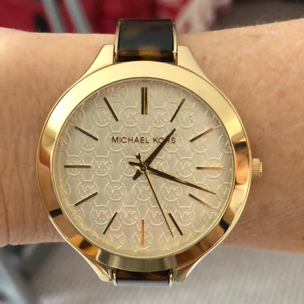 Michael Kors Slim Runway Tortoise & Gold Watch